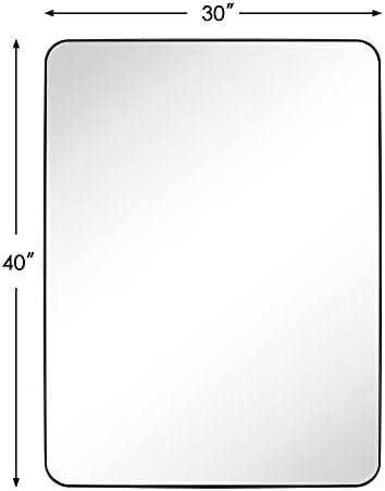 GRACTO 30x40 Matte Black Bathroom Mirror with Metal Frame