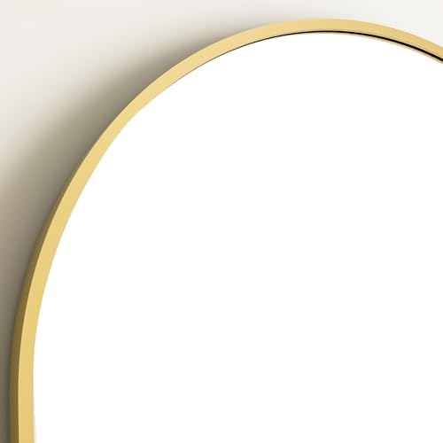 20 Inch Round Matte Gold Mirror - Modern Wall Decor