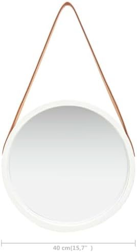 QUAHEAS Wall Mirror White Round Farmhouse Style