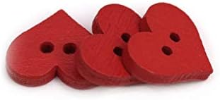 Gaweb Buttons 100Pcs Red Love Heart Wooden Fasteners