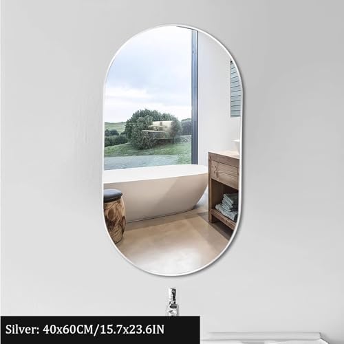 Golden Oval Arched Bathroom Mirror with Metal Frame
