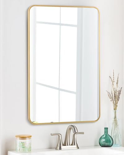 Yellow Gold Bathroom Mirror 20x30 Inch Rectangle