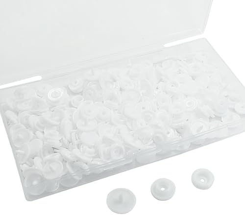Suiwotin 100 Sets T5 Resin Snap Buttons White Round