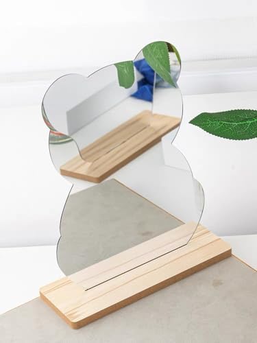 Bear Design Acrylic Frameless Mirror with Wooden Stand