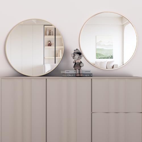 CONGUILIAO 24 Inch Round Gold Wall Mirror Set