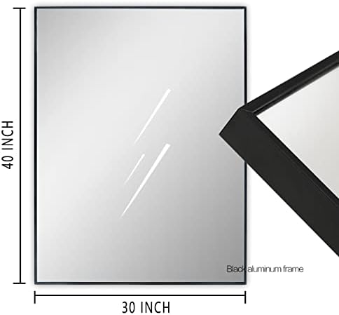 Black 30x40 Inch Bathroom Mirror with Aluminum Frame