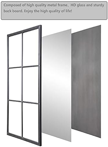 PARISLOFT Rectangular Farmhouse Tall Wall Mirror 48 Inches Black