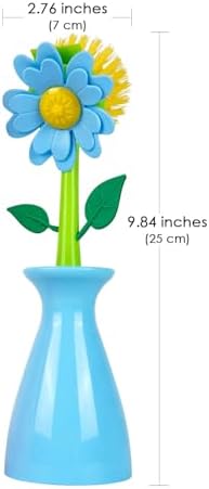 JANKOW Long Handle Flower Pot Brush with Vase 2 Pcs Blue Pink