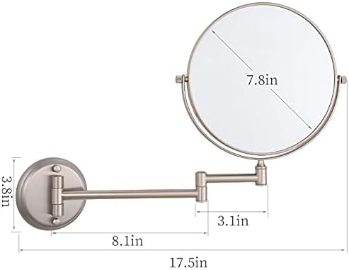 KEYQEEN Wall Mounted Double Sided Mirror 8 Inch 5X Magnifying