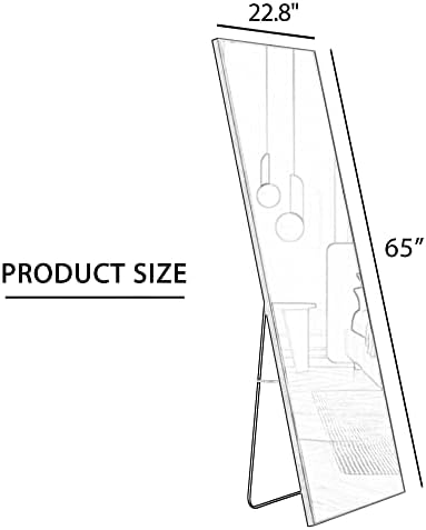 LENA LACED Full-Length Mirror 65x23 Inch Modern Black Frame Wall Mount