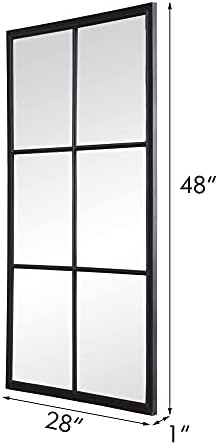 PARISLOFT Rectangular Farmhouse Tall Wall Mirror 48 Inches Black