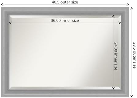 Amanti Art Silver Bathroom Mirror 29x41 Beveled Frame