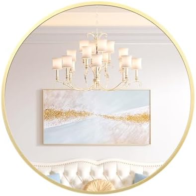 Gold 18 Inch Round Mirror with Brushed Frame 1