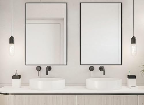 LuxyDecor Wall Mirror 40x24 Thin Black