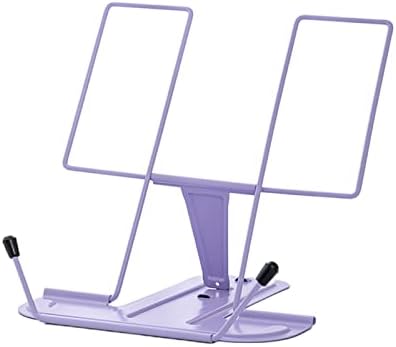 Folding Cookbook Holder Stand with Adjustable Page Clips Purple