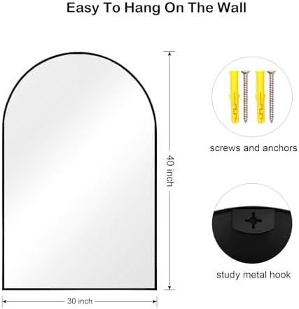 SILD Arched Wall Mirror 30x40 Black Modern