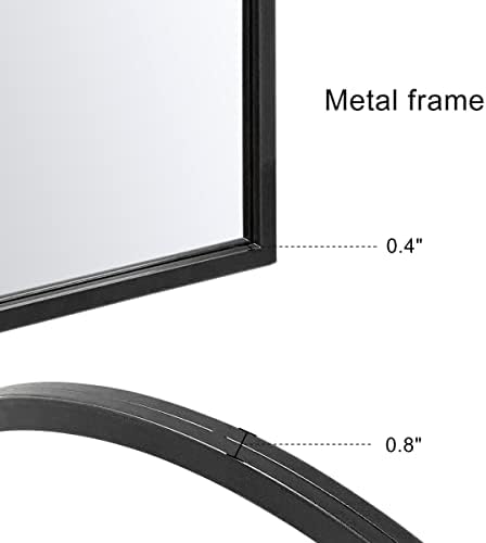 OGCAU 42x24 Inch Black Mirror with Arched Frame
