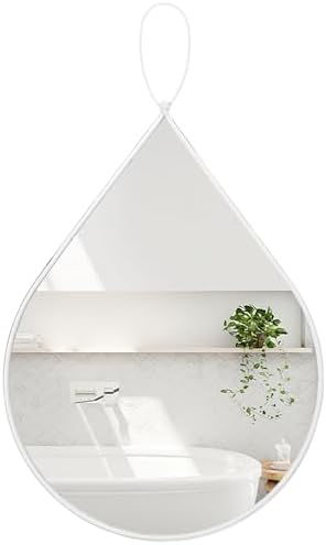 FEUFOAM 16x20 Inch White Teardrop Mirror with Metal Frame 1