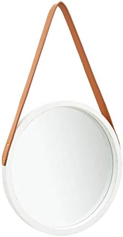 157 White Round Wall Mirror with Strap 1
