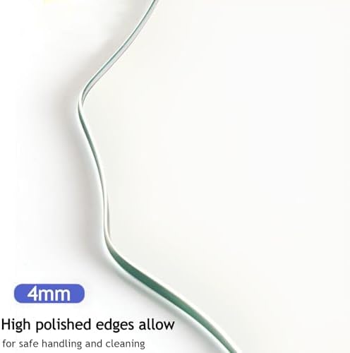 TZUFA Frameless Oval Bathroom Mirror Wavy Beveled 42x53cm