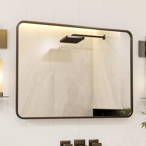 GarveeHome 40x28 Black Metal Frame Bathroom Mirror