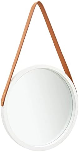 YUHI-HQYD White Round Wall Mirror with Strap