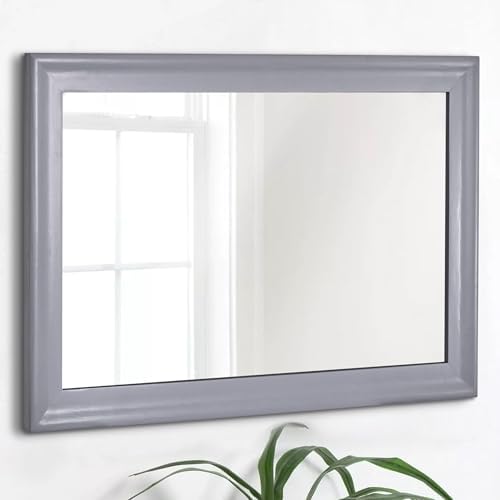 Tanmicoshomy 30x40 Inch Grey Wooden Framed Bathroom Mirror