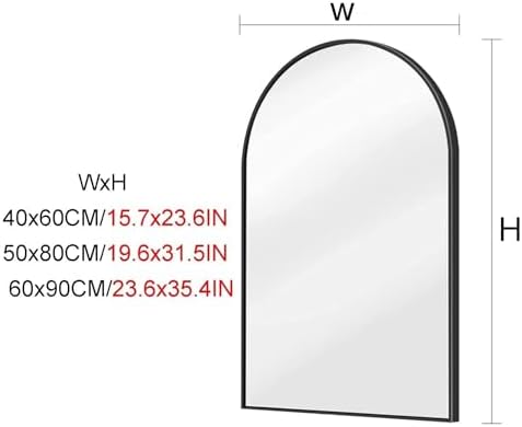 TZUFA Arched Bathroom Mirror with Metal Frame Black 40x60CM
