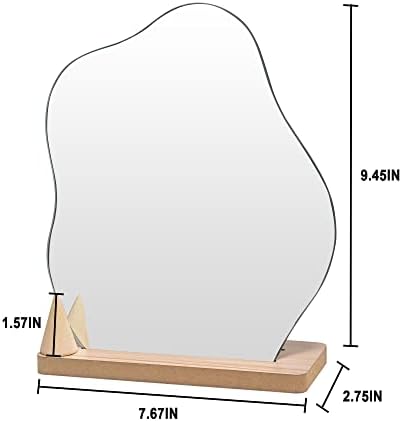 Natsukage Brown Glass Makeup Mirror with Stand and Ring Holder