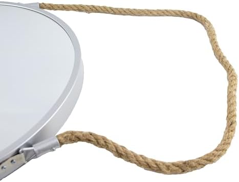 Round Minimalist Wall Mirror with Silver Rope Frame