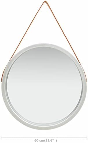 236 Silver Round Wall Mirror with Strap