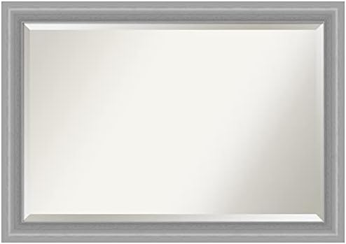 Amanti Art Silver Bathroom Mirror 29x41 Beveled Frame