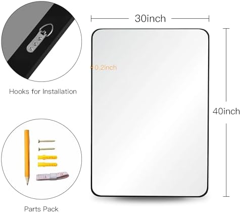 CULER 30x40 Inch Black Frosted Wall Mirror