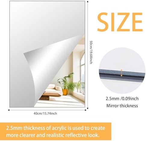 DARENYI 2Pcs Acrylic Mirror Tiles for Wall