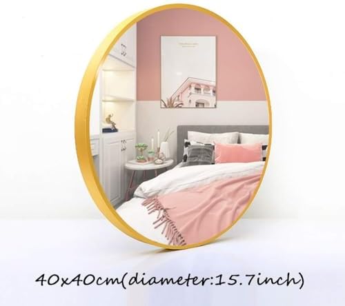 JLVAWIN Decorative Round Mirror with Gold Metal Frame 40cm