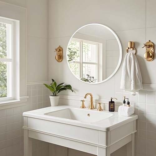 Fabuday 24 Inch Round Matte Black Wall Mirror