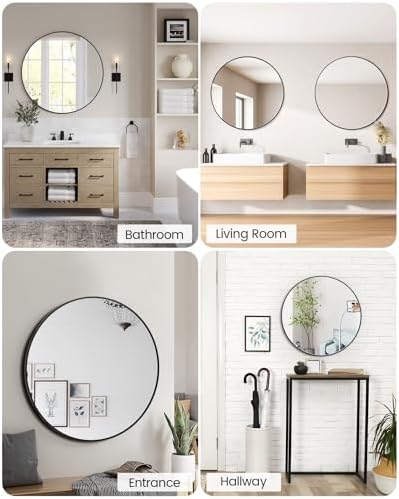 IDEALHOUSE 24 Inch Round Matte Black Mirror 1