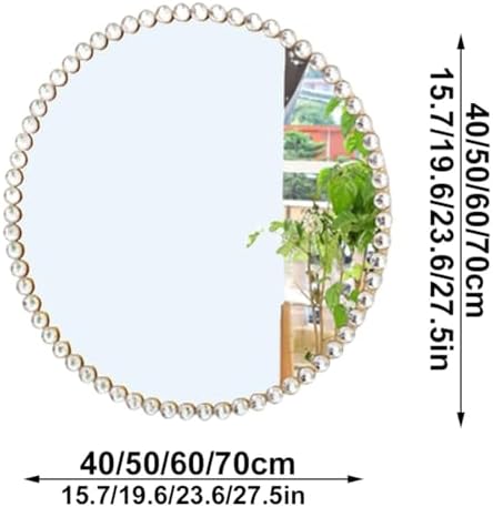 TZUFA Round Mirror with Diamond Metal Frame