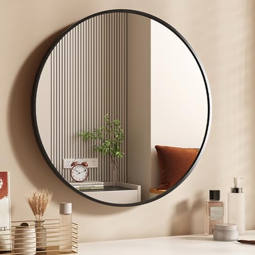 TZUFA 70 cm Round Mirror with Metal Frame