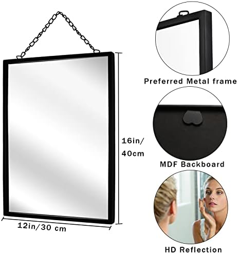 EMAISON Black Hanging Mirror 12x16 Inch Rustic Wall Decor