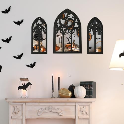 GLMFAN Gothic Arched Wall Mirror Set 3Pcs