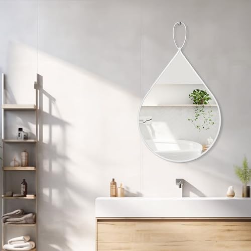 FEUFOAM 16x20 Inch White Teardrop Mirror with Metal Frame 1