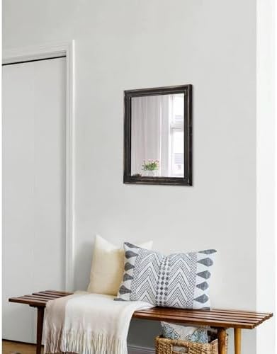 Rustic Wood Framed Wall Mirror 16x12 Inch