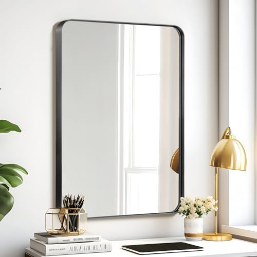 Brushed Matte Black 40x30 Inch Bathroom Mirror 1