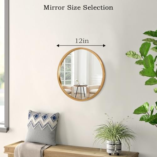 Small Matte Frame Round Mirror for Wall
