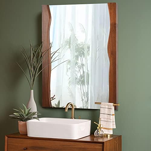 Tanmicoshomy Irregular Rectangle Wood Wall Mirror with Live Edge Frame 1