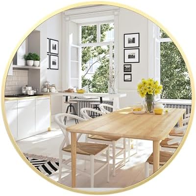 GAOMON 18 Inch Gold Round Mirror with Metal Frame