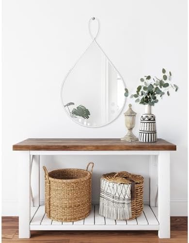 FEUFOAM 16x20 Inch White Teardrop Mirror with Metal Frame 1