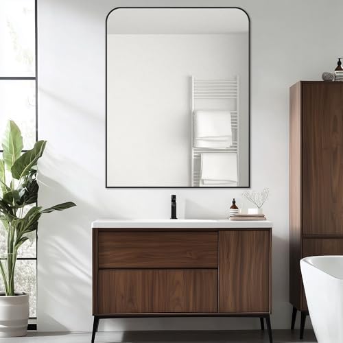 LadyNow 30x40 Inch Black Metal Bathroom Mirror 1