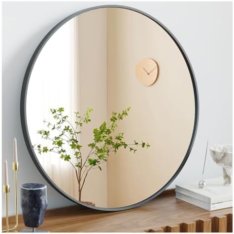 24-Inch Black Round Wall Mirror for Bathroom Entryway Bedroom 1